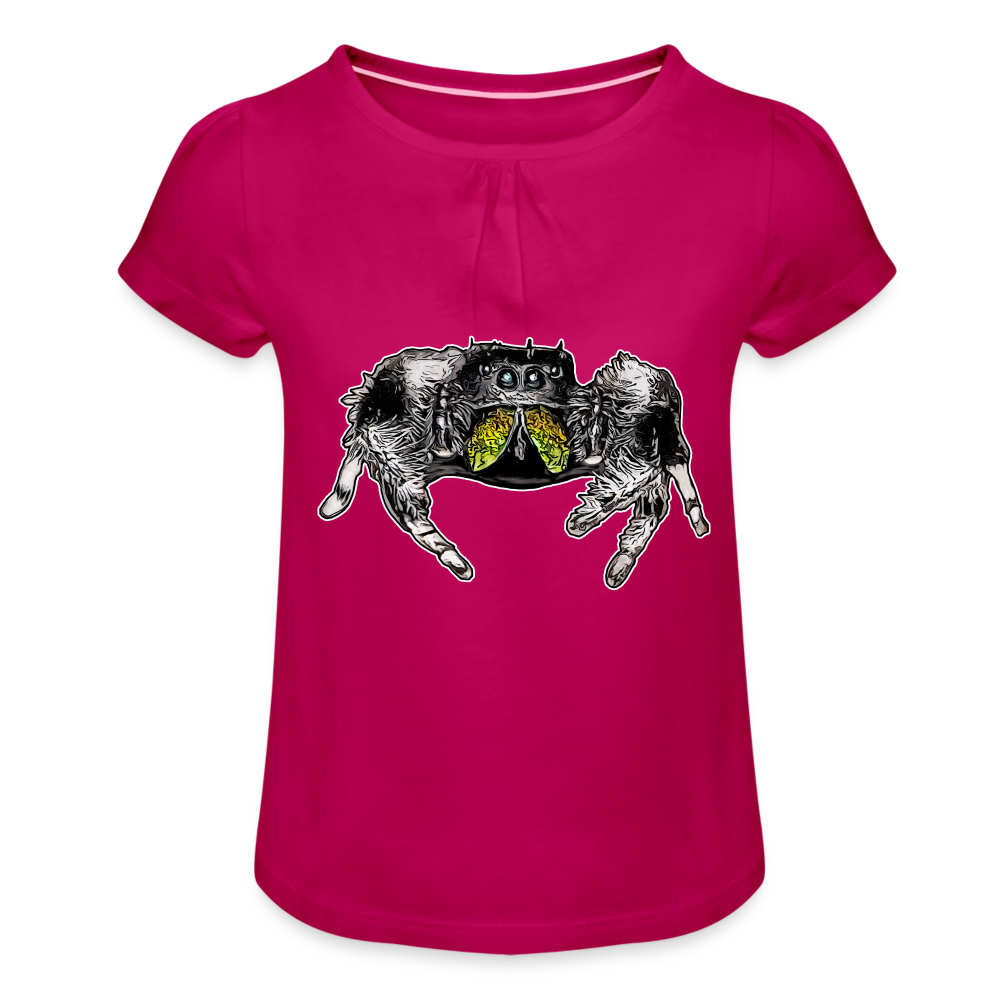 Mädchen-T-Shirt mit Raffungen Phidippus regius Rastafari male - Fuchsia
