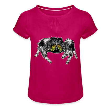 Mädchen-T-Shirt mit Raffungen Phidippus regius Rastafari male - Fuchsia