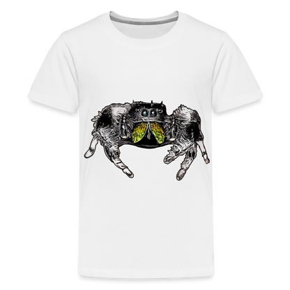 Teenager Basic T-Shirt Phidippus regius Rastafari male - weiß