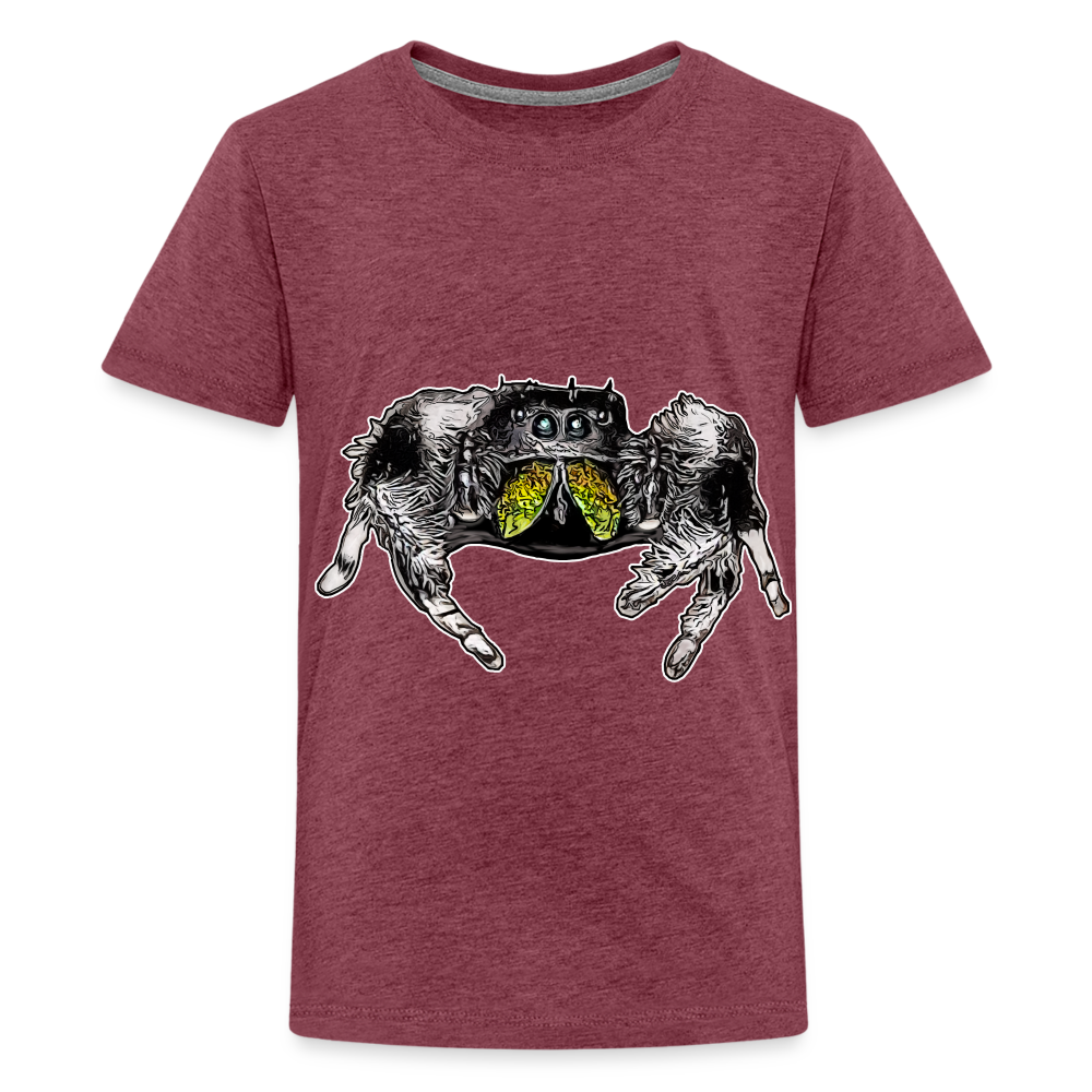 Teenager Basic T-Shirt Phidippus regius Rastafari male - Bordeauxrot meliert