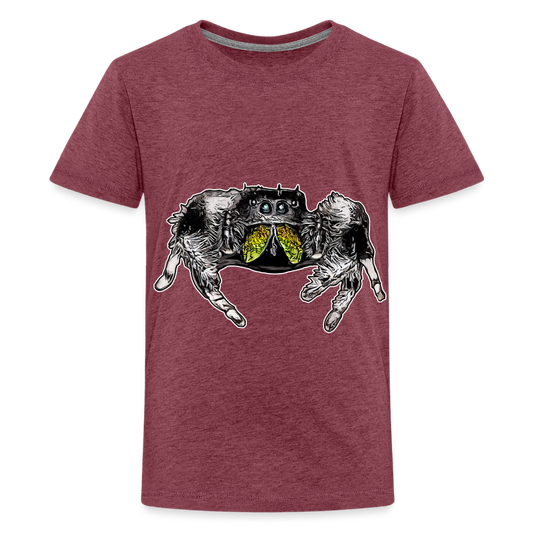 Teenager Basic T-Shirt Phidippus regius Rastafari male - Bordeauxrot meliert