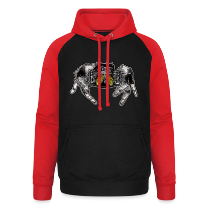 Unisex Baseball Hoodie Phidippus regius Rastafari male - Schwarz/Rot