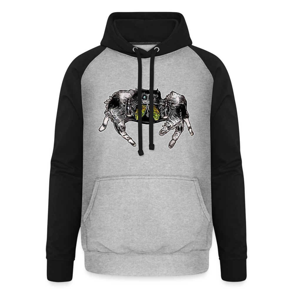 Unisex Baseball Hoodie Phidippus regius Rastafari male - Grau meliert/Schwarz