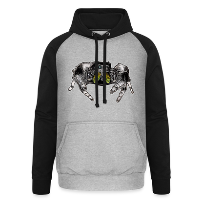 Unisex Baseball Hoodie Phidippus regius Rastafari male - Grau meliert/Schwarz
