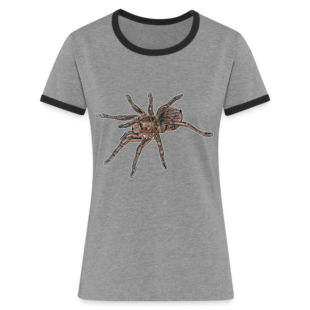Frauen Kontrast-T-Shirt Theraphosa stirmi juvenile - Grau meliert/Schwarz