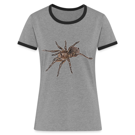Frauen Kontrast-T-Shirt Theraphosa stirmi juvenile - Grau meliert/Schwarz