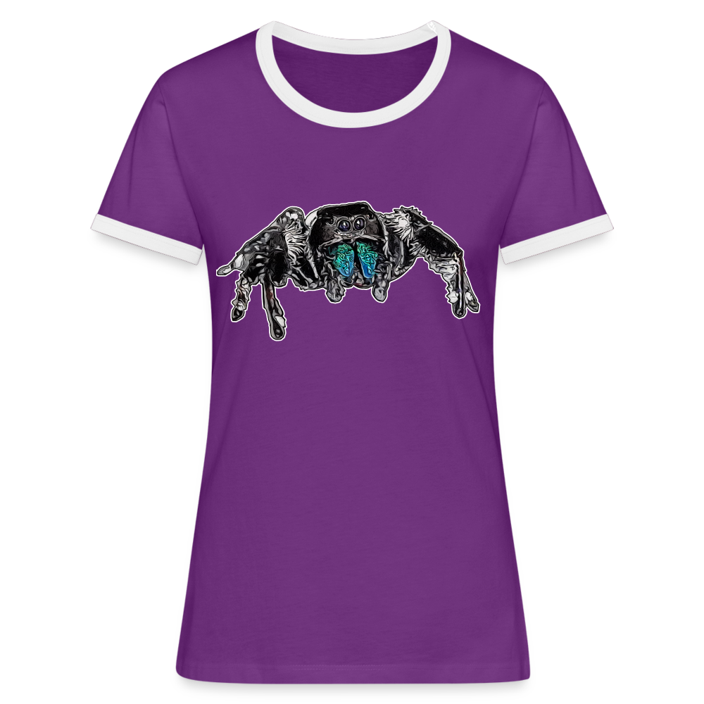Frauen Kontrast-T-Shirt Phidippus regius Everglades male - Lila/Weiß