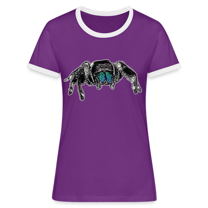 Frauen Kontrast-T-Shirt Phidippus regius Everglades male - Lila/Weiß