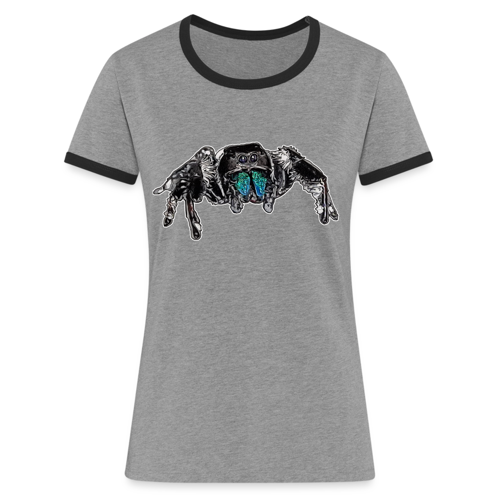 Frauen Kontrast-T-Shirt Phidippus regius Everglades male - Grau meliert/Schwarz