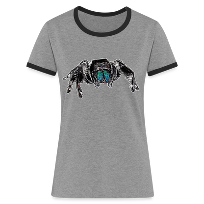 Frauen Kontrast-T-Shirt Phidippus regius Everglades male - Grau meliert/Schwarz