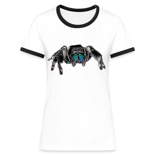 Frauen Kontrast-T-Shirt Phidippus regius Everglades male - Weiß/Schwarz