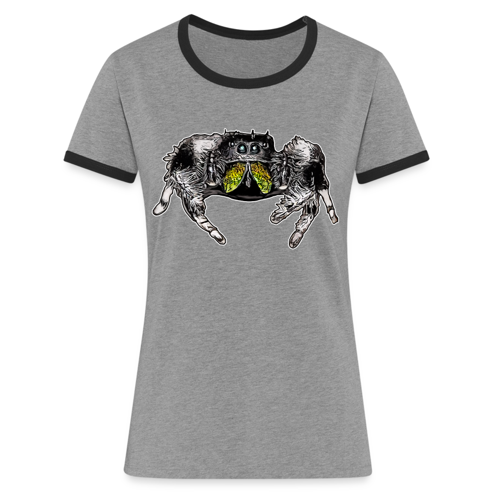 Frauen Kontrast-T-Shirt Phidippus regius Rastafari male - Grau meliert/Schwarz