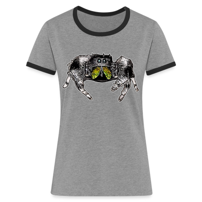 Frauen Kontrast-T-Shirt Phidippus regius Rastafari male - Grau meliert/Schwarz