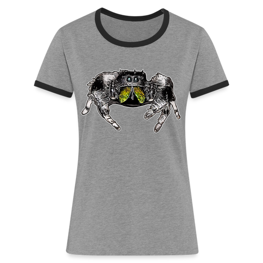 Frauen Kontrast-T-Shirt Phidippus regius Rastafari male - Grau meliert/Schwarz