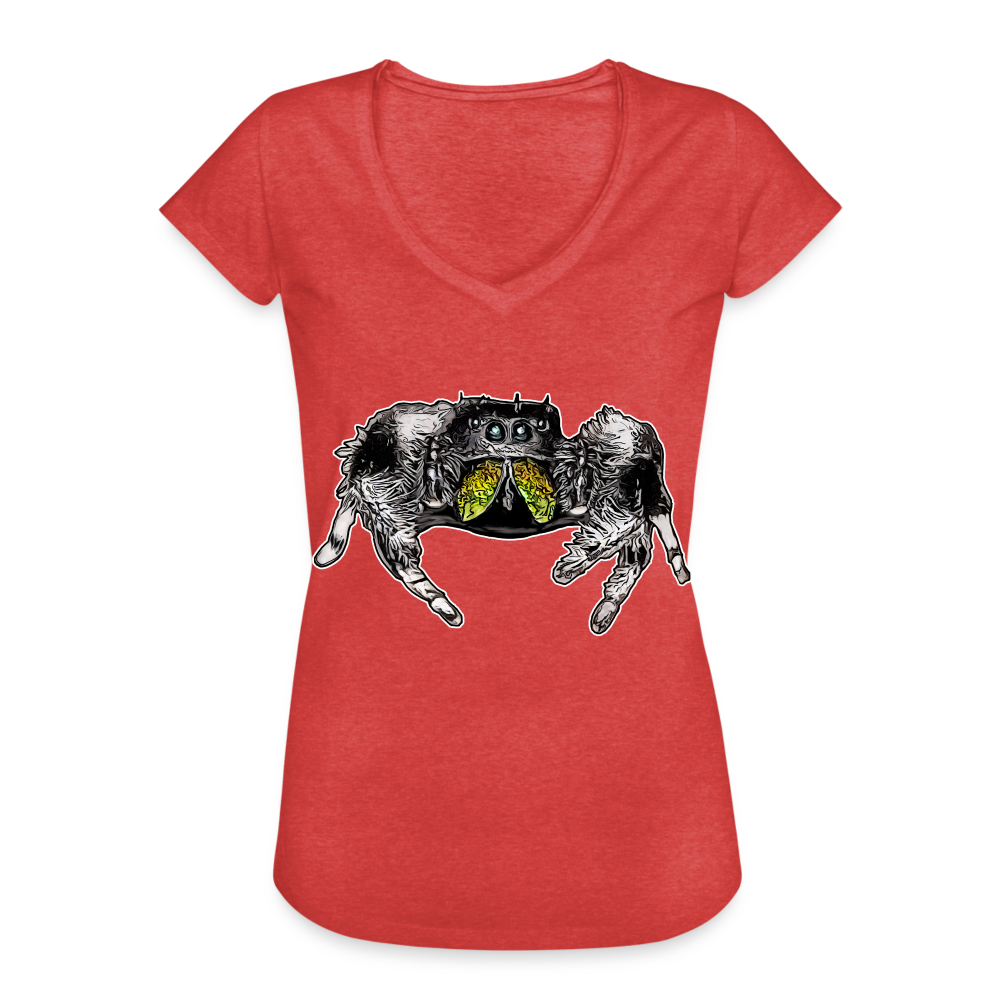 Frauen Vintage T-Shirt Phidippus regius Rastafari male - Rot meliert