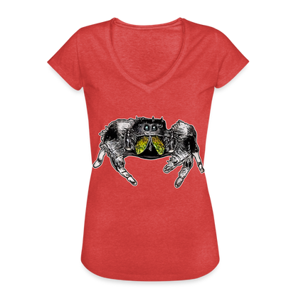 Frauen Vintage T-Shirt Phidippus regius Rastafari male - Rot meliert