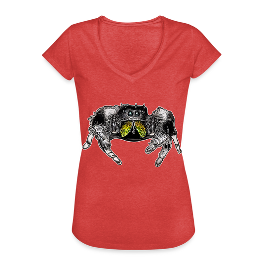 Frauen Vintage T-Shirt Phidippus regius Rastafari male - Rot meliert