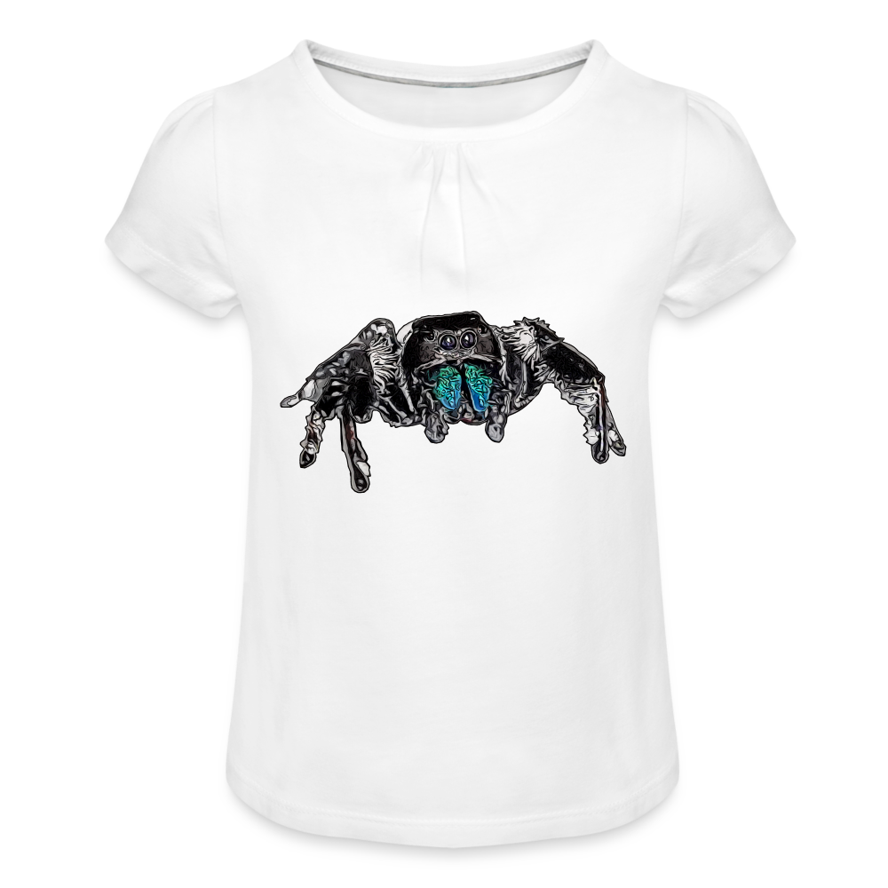 Mädchen-T-Shirt mit Raffungen Phidippus regius Everglades male - weiß