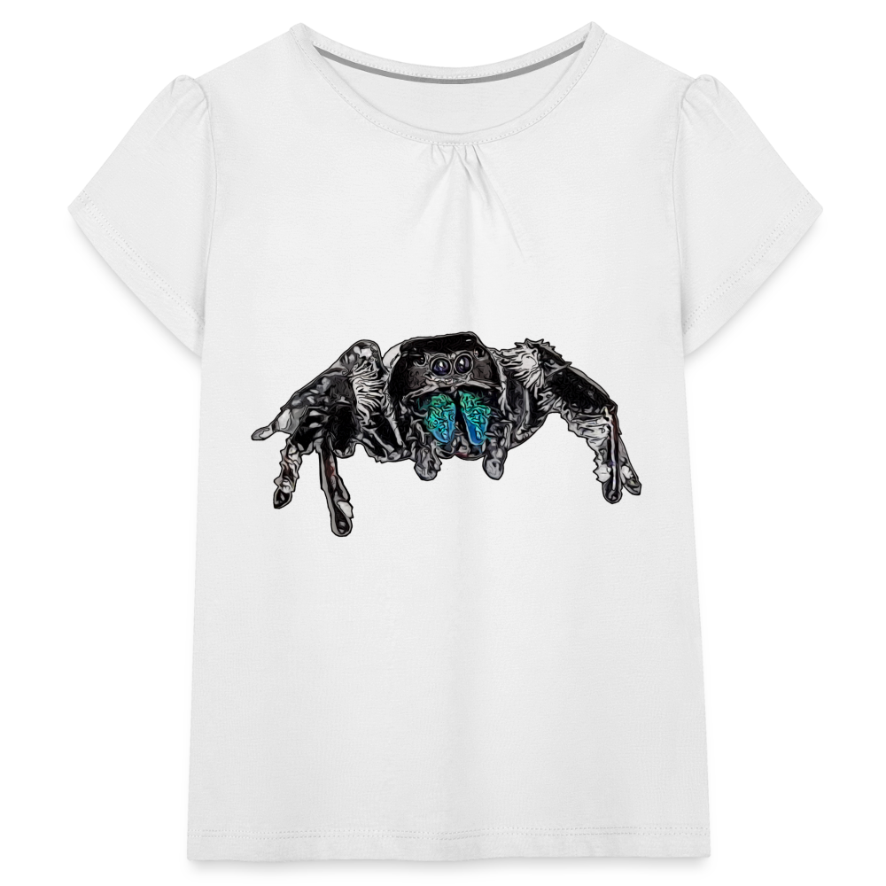 Mädchen-T-Shirt mit Raffungen Phidippus regius Everglades male - weiß