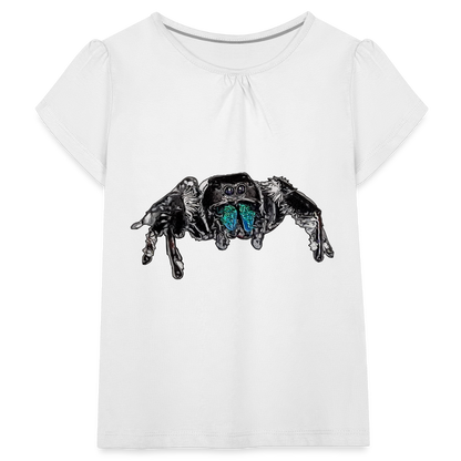 Mädchen-T-Shirt mit Raffungen Phidippus regius Everglades male - weiß