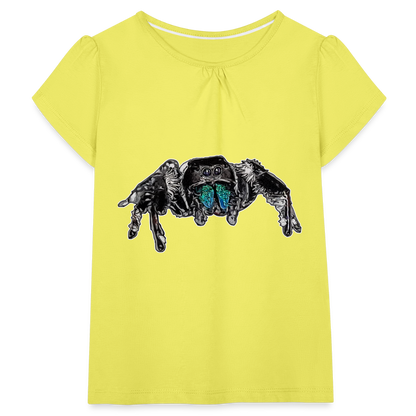 Mädchen-T-Shirt mit Raffungen Phidippus regius Everglades male - Gelb