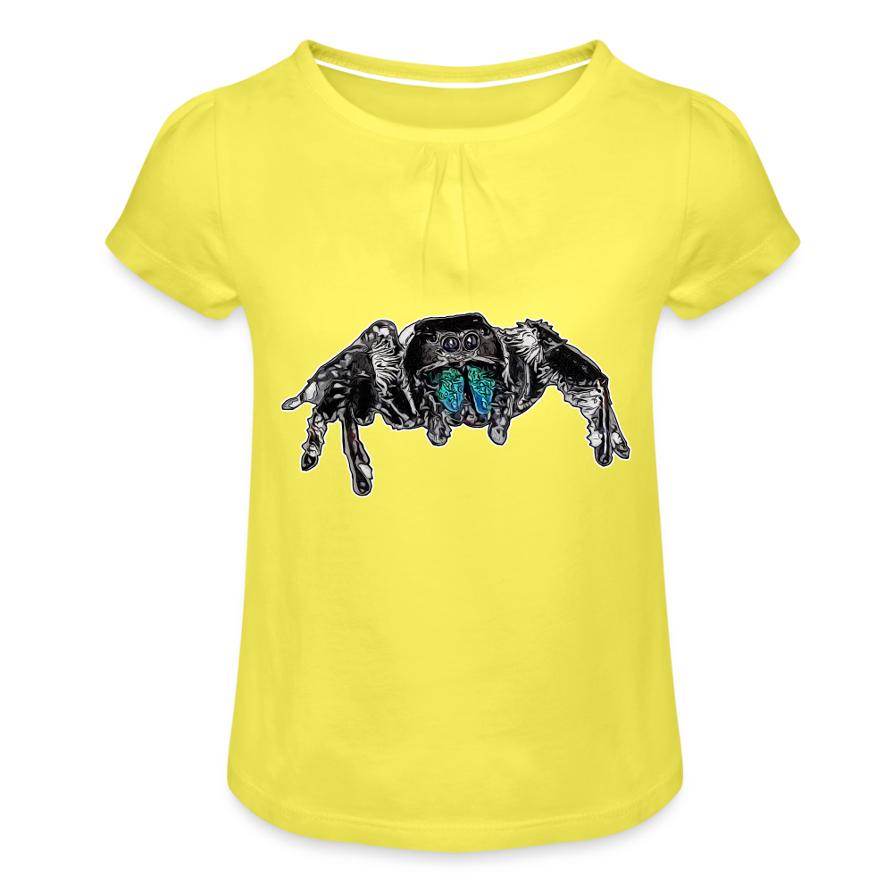 Mädchen-T-Shirt mit Raffungen Phidippus regius Everglades male - Gelb