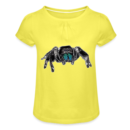 Mädchen-T-Shirt mit Raffungen Phidippus regius Everglades male - Gelb