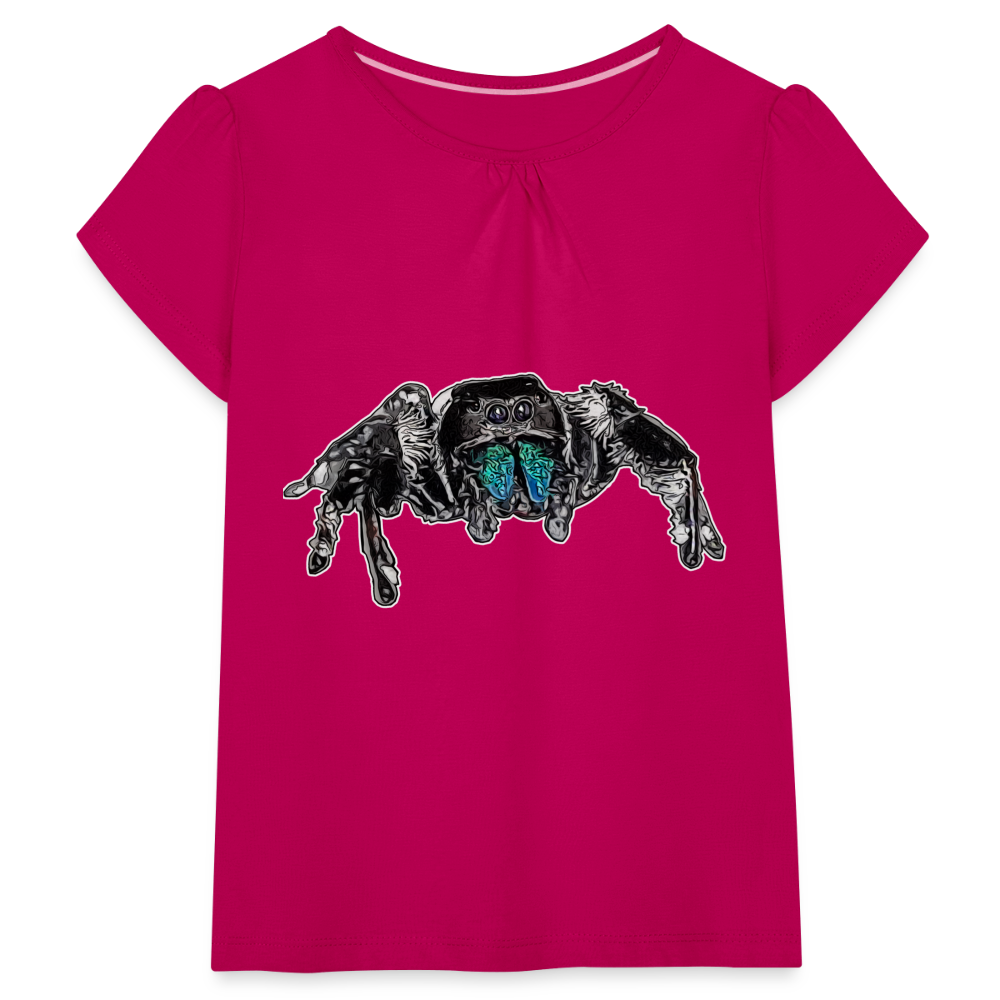 Mädchen-T-Shirt mit Raffungen Phidippus regius Everglades male - Fuchsia