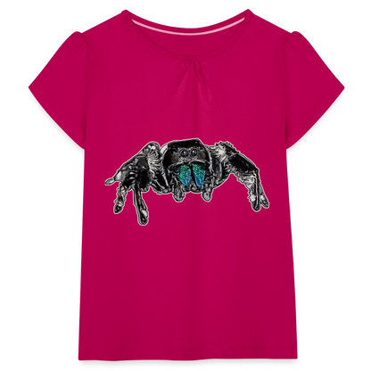 Mädchen-T-Shirt mit Raffungen Phidippus regius Everglades male - Fuchsia