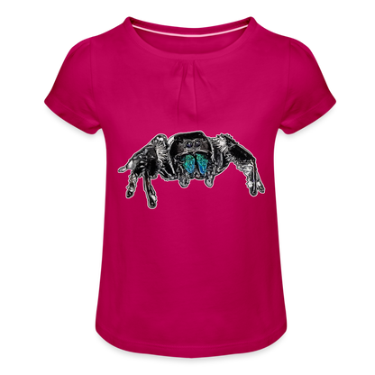 Mädchen-T-Shirt mit Raffungen Phidippus regius Everglades male - Fuchsia