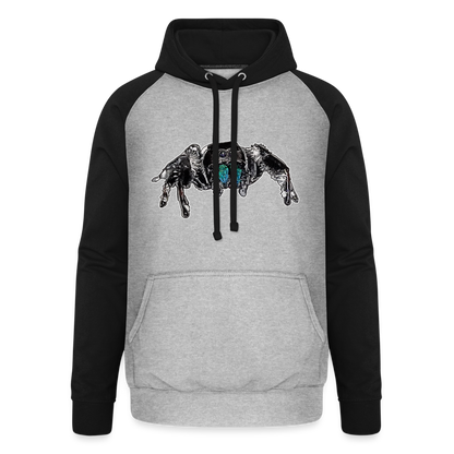 Unisex Baseball Hoodie Phidippus regius Everglades male - Grau meliert/Schwarz