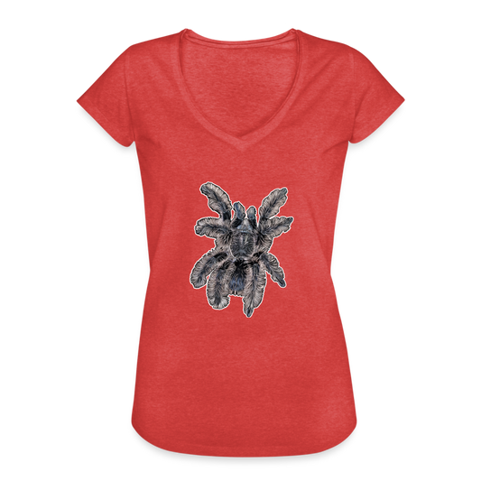 Frauen Vintage T-Shirt Tliltocatl albopilosus - Rot meliert
