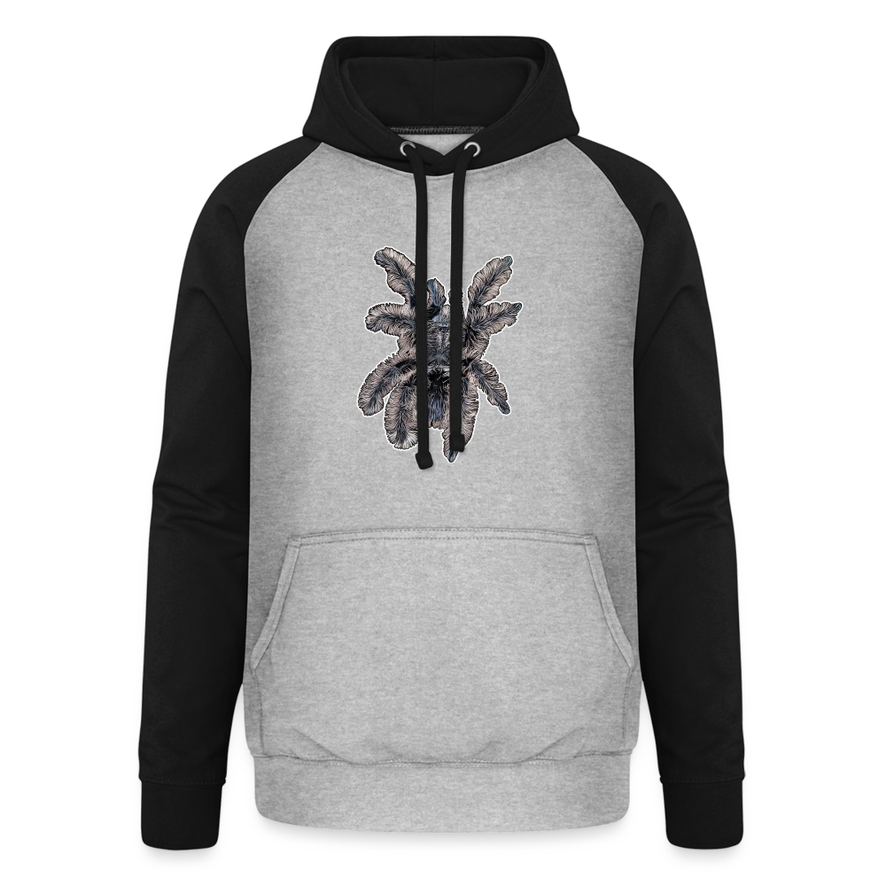 Unisex Baseball Hoodie Tliltocatl albopilosus - Grau meliert/Schwarz