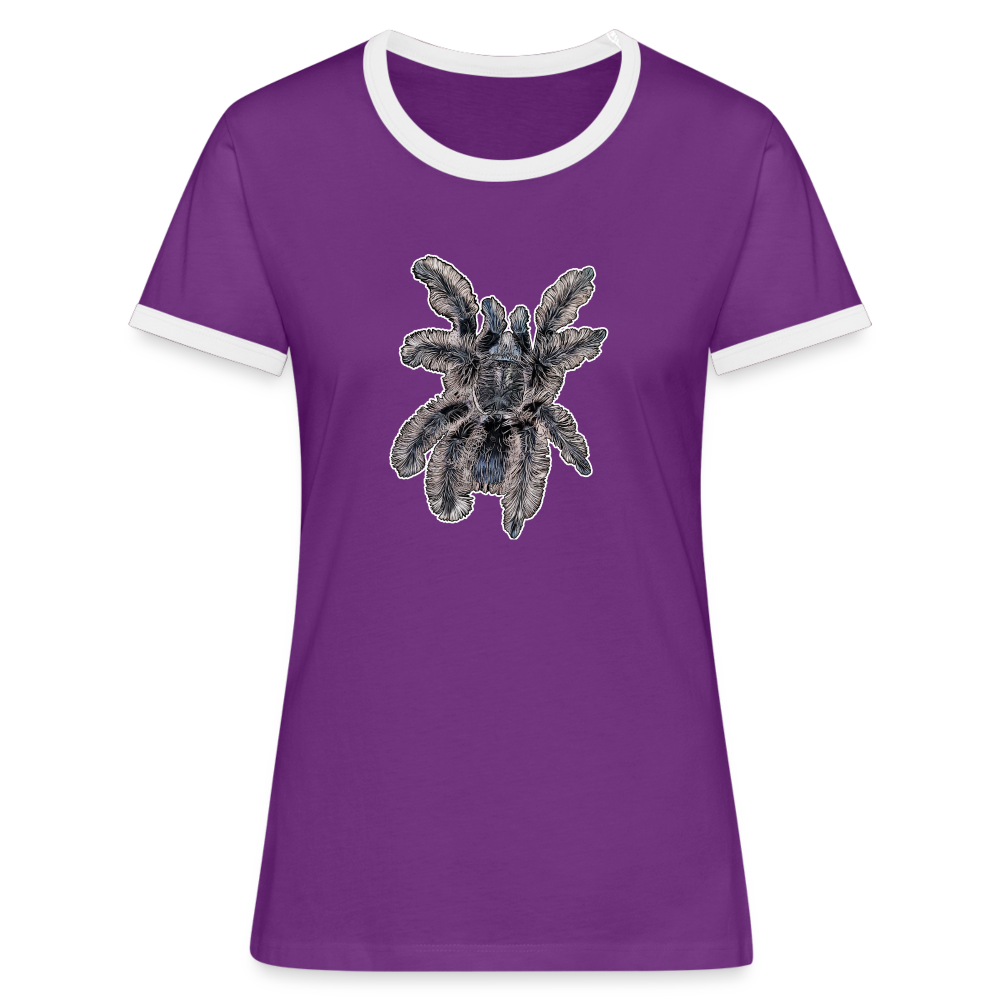 Frauen Kontrast-T-Shirt Tliltocatl albopilosus - Lila/Weiß