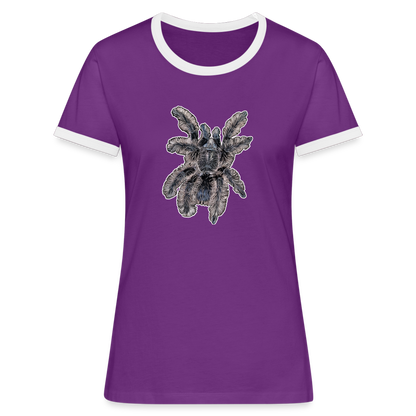 Frauen Kontrast-T-Shirt Tliltocatl albopilosus - Lila/Weiß
