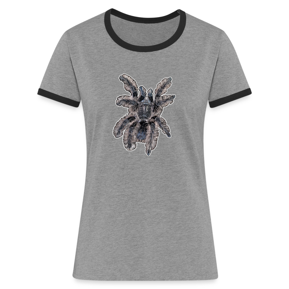 Frauen Kontrast-T-Shirt Tliltocatl albopilosus - Grau meliert/Schwarz