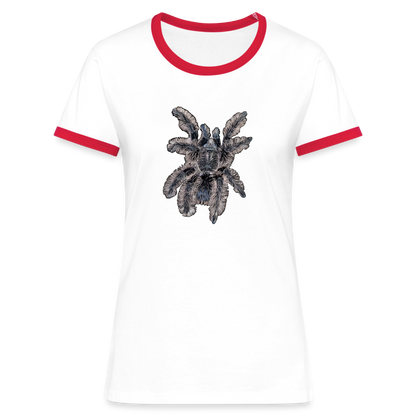Frauen Kontrast-T-Shirt Tliltocatl albopilosus - Weiß/Rot