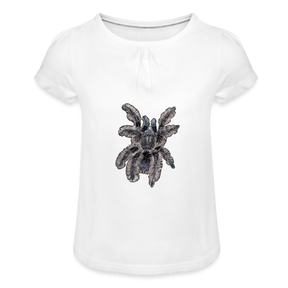 Mädchen-T-Shirt mit Raffungen Tliltocatl albopilosus - weiß