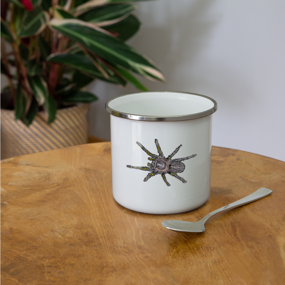 Emaille-Tasse Grammostola pulchripes - weiß
