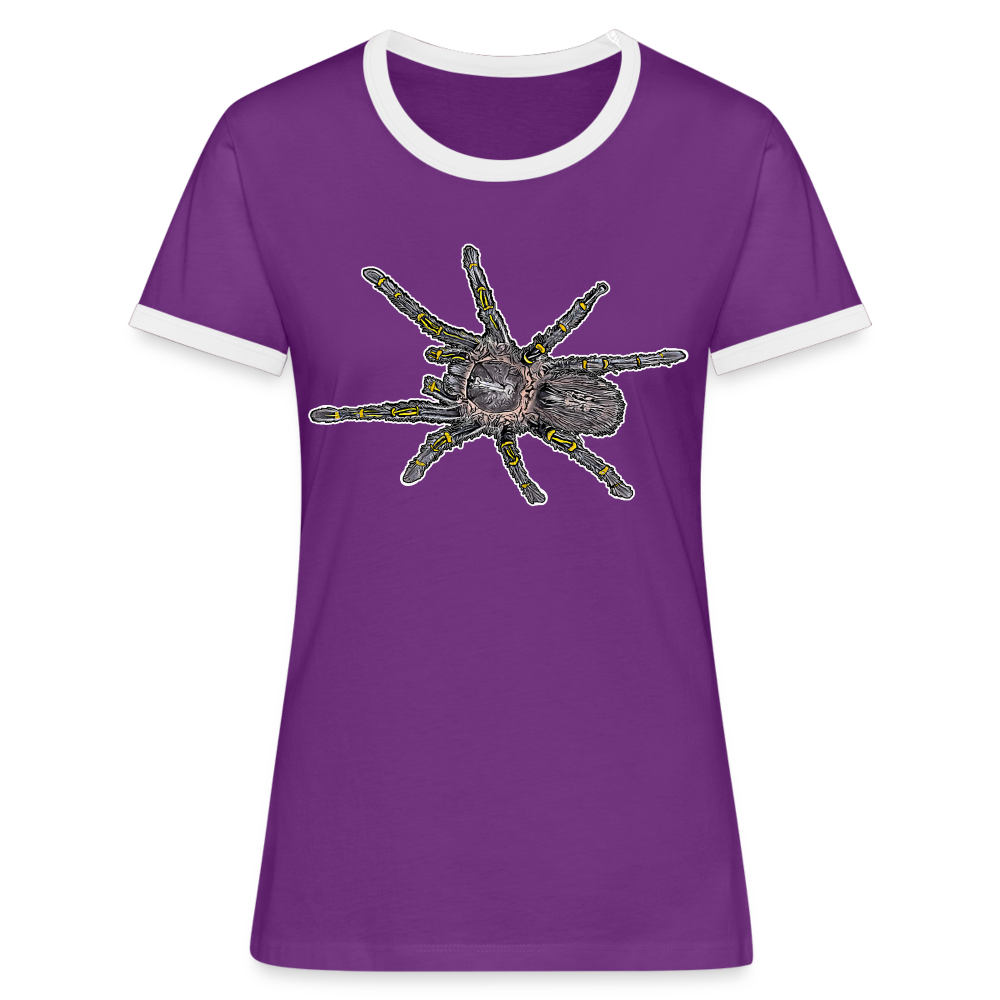 Frauen Kontrast-T-Shirt Grammostola pulchripes - Lila/Weiß