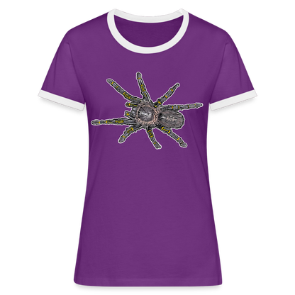 Frauen Kontrast-T-Shirt Grammostola pulchripes - Lila/Weiß