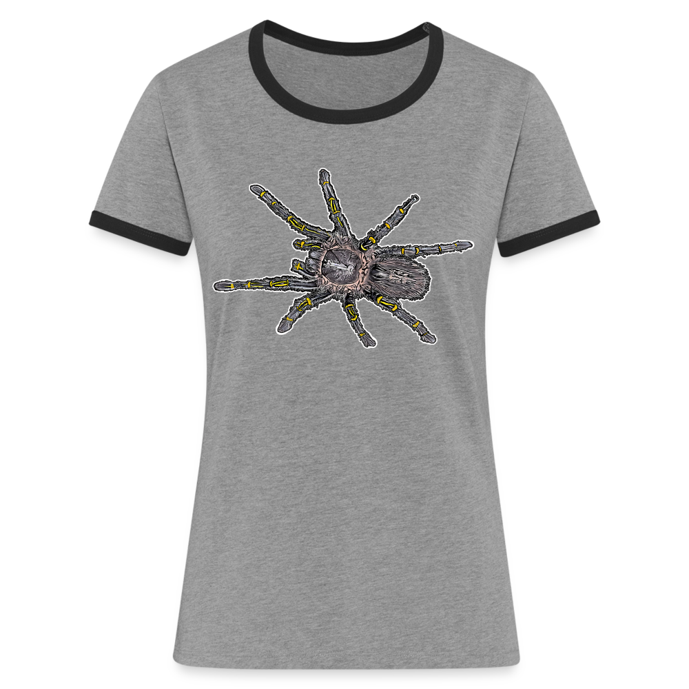 Frauen Kontrast-T-Shirt Grammostola pulchripes - Grau meliert/Schwarz