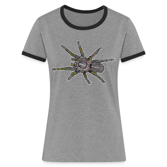 Frauen Kontrast-T-Shirt Grammostola pulchripes - Grau meliert/Schwarz