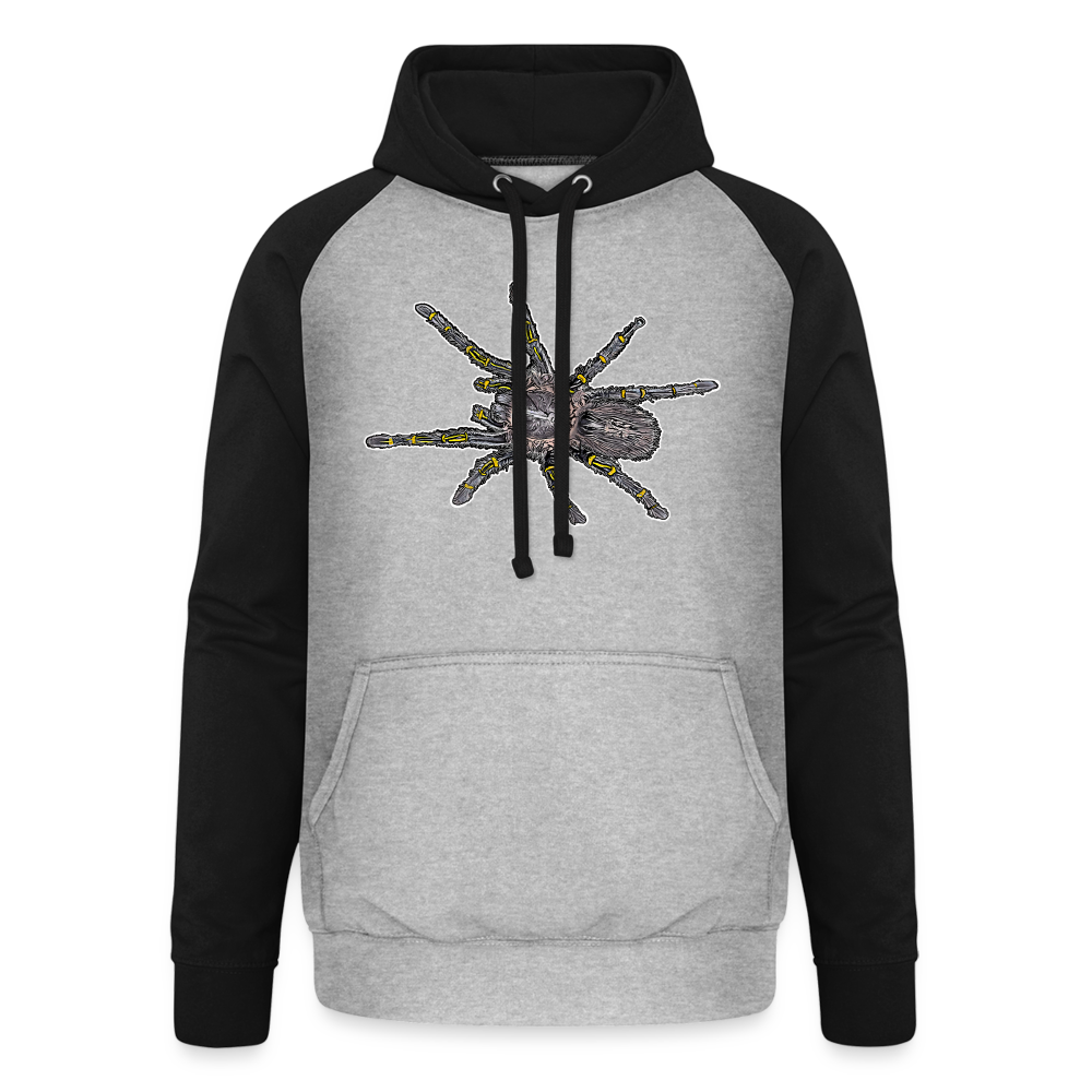 Unisex Baseball Hoodie Grammostola pulchripes - Grau meliert/Schwarz