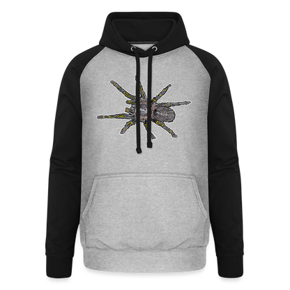 Unisex Baseball Hoodie Grammostola pulchripes - Grau meliert/Schwarz