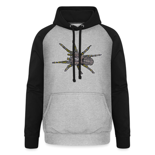 Unisex Baseball Hoodie Grammostola pulchripes - Grau meliert/Schwarz