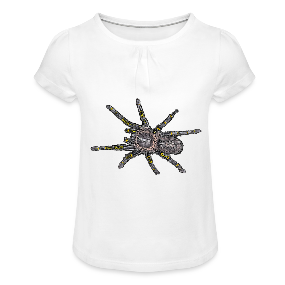 Mädchen-T-Shirt mit Raffungen Grammostola pulchripes - weiß