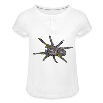 Mädchen-T-Shirt mit Raffungen Grammostola pulchripes - weiß
