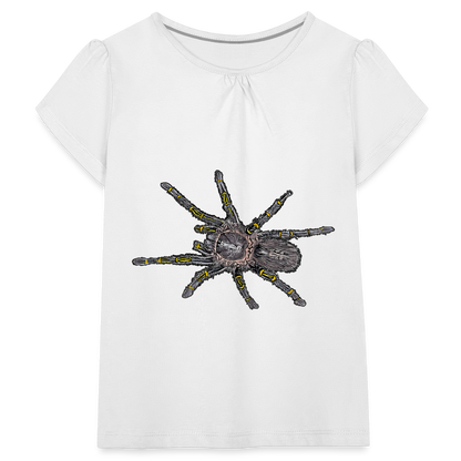 Mädchen-T-Shirt mit Raffungen Grammostola pulchripes - weiß