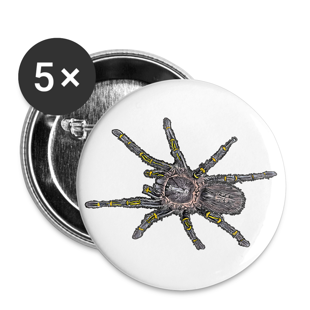 Buttons groß 56 mm (5er Pack) Grammostola pulchripes - weiß